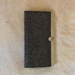 bebe silver glitter wallet clutch